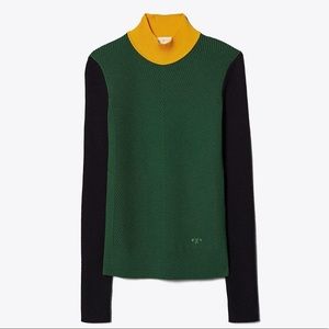 Tory Burch Colorblock Mockneck Sweater sz SP